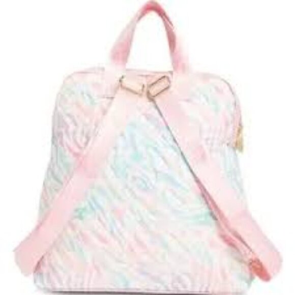 NWT betsey johnson pink rainbow zebra backpack with pencil pouch main image 4